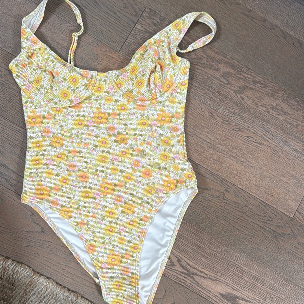 Billabong Floral One Piece Swimsuit - Yellow and Orange